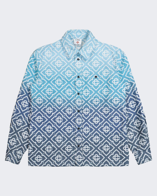 Casablanca Heren Boucle Jacquard Shacket Blauw overhemd