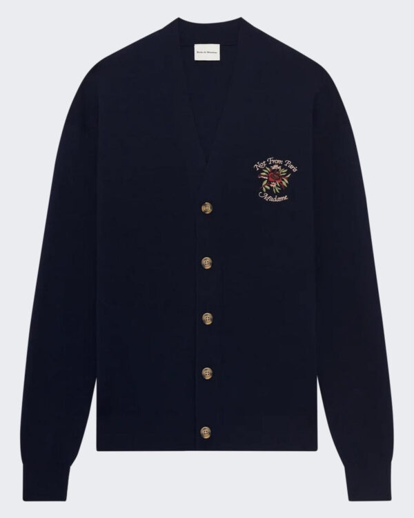 Drole De Monsieur Heren Le Cardigan Slogan Rose Blauw