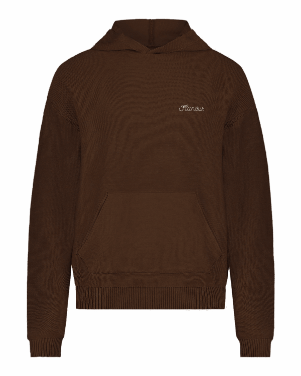 Heren Signature knit hoodie brown
