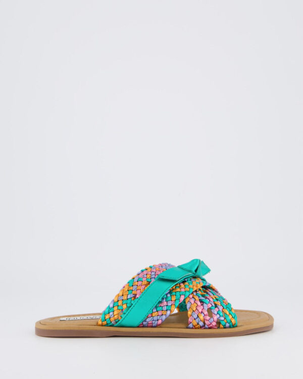 Dames Braided Slipper Metallic Green