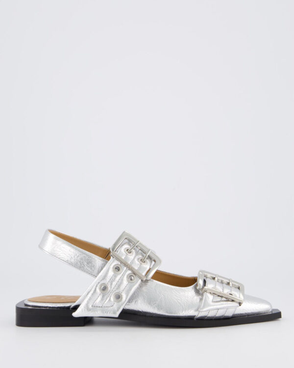 Dames Chunky Buckle Ballerina Silver