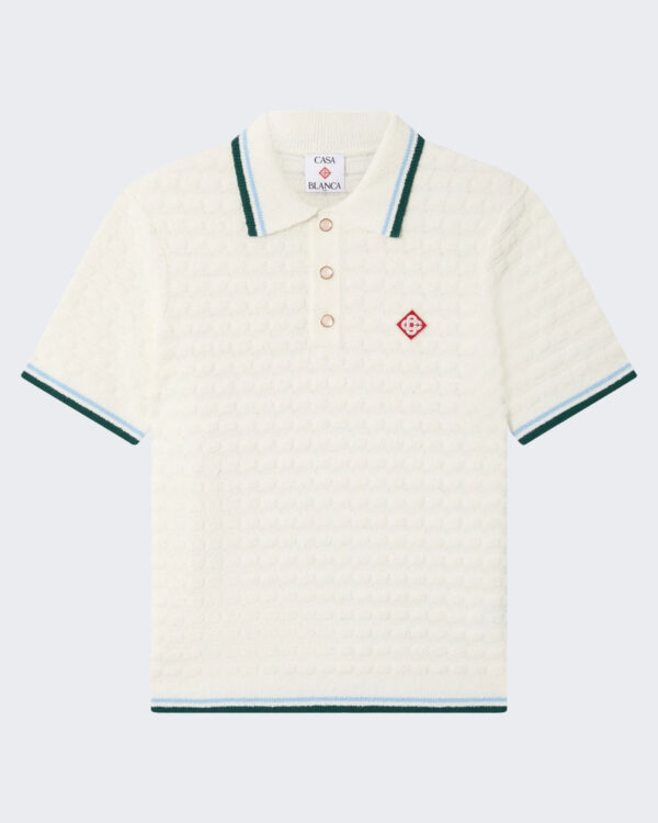 Heren Boucle Short Sleeve Polo Wit