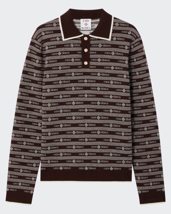 Heren Wordmark Long Sleeve Polo Bruin