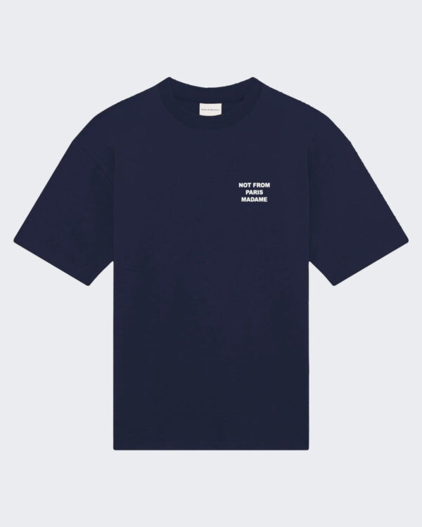 Drole De Monsieur Heren Bold Slogan T-Shirt Blauw