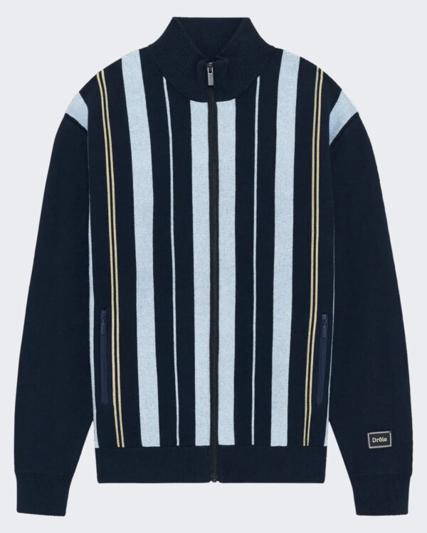 Heren Striped Zipped Knit Jacket Blauw