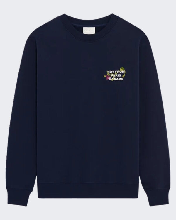 Drole De Monsieur Heren Vine Embroidered Slogan Sweatshirt Blauw