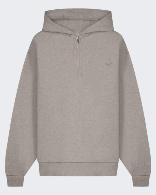 Heren Hoodie met halve rits in melange Grijs