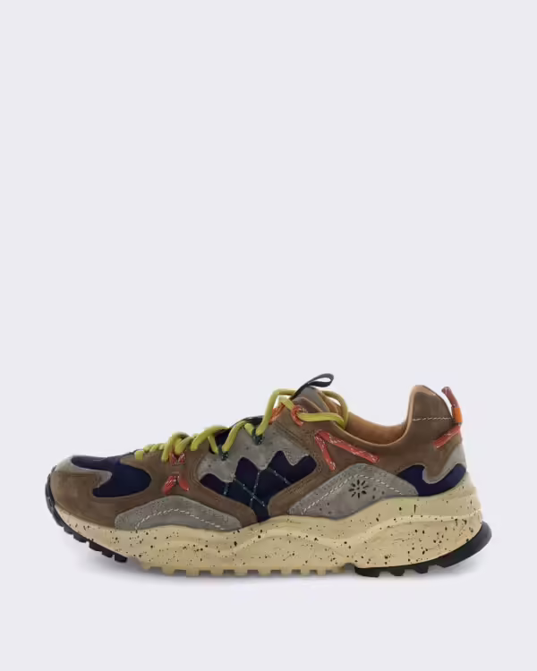 Heren Robuuste herensneaker met suède details Bruin