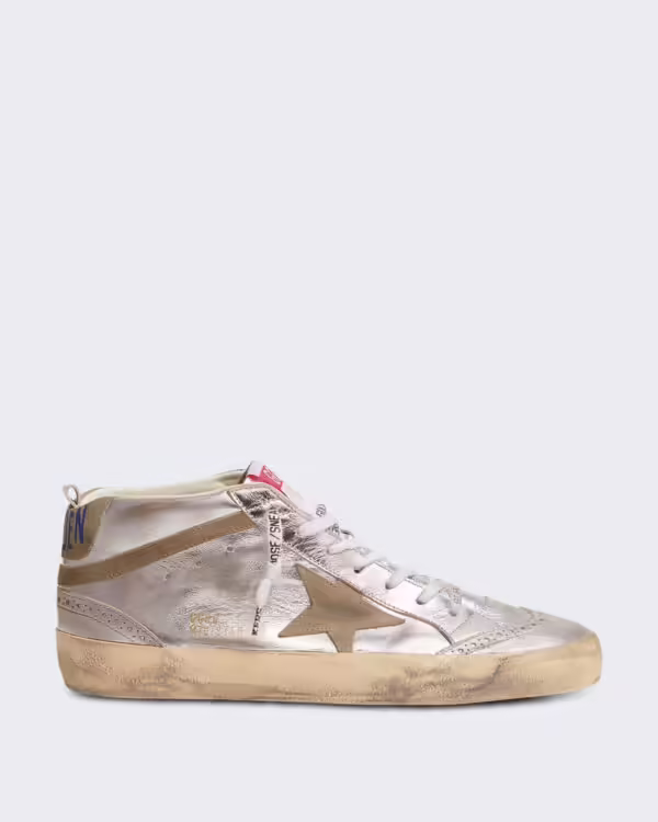 Dames Leren sneaker met vintage afwerking Beige