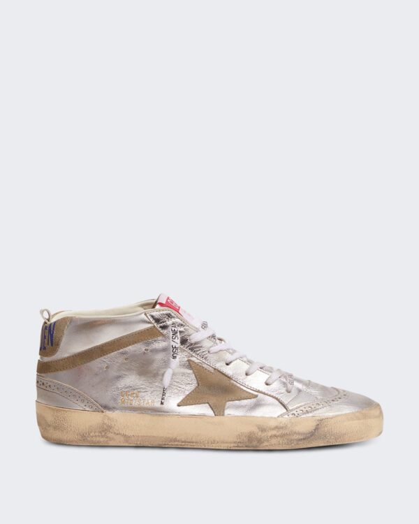 Dames Leren sneaker met vintage afwerking Beige