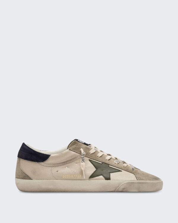 Heren Leren sneaker met vintage afwerking Blauw