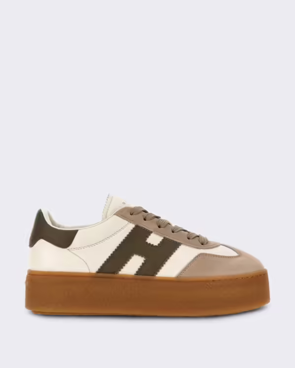 Dames Leren sneaker met vetersluiting Wit