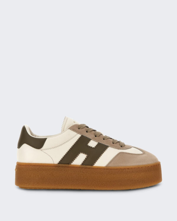 Dames Leren sneaker met vetersluiting Wit
