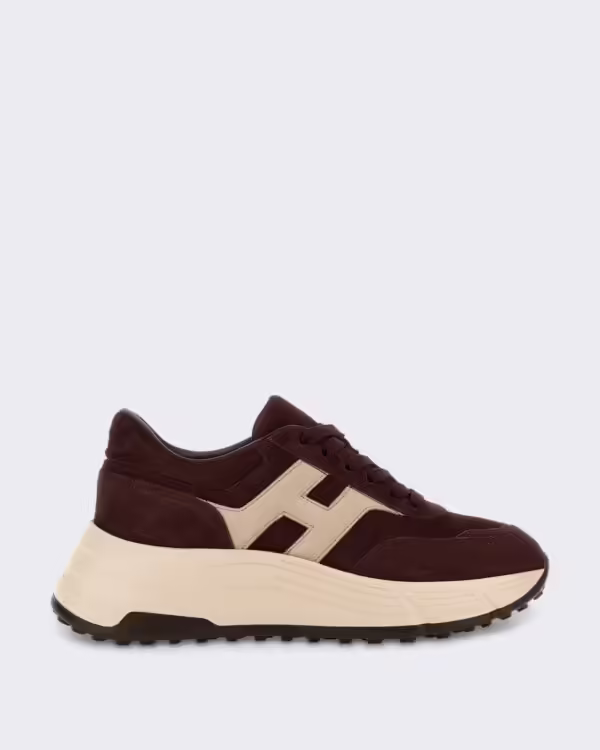 Dames Vetersneaker met H-detail Bordeauxrood