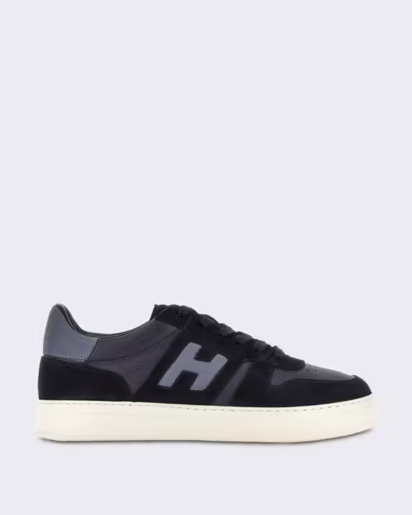 Heren Sneaker met vetersluiting en H-band detail Blauw