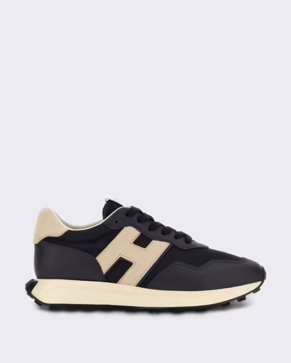 Heren Veterschoenen sneaker met H-patch detail Blauw