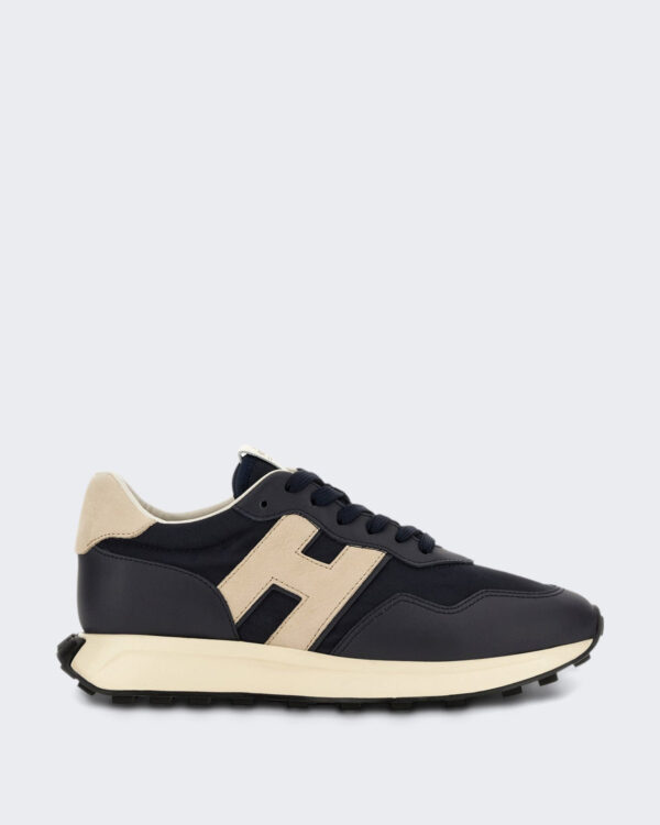 Heren Veterschoenen sneaker met H-patch detail Blauw