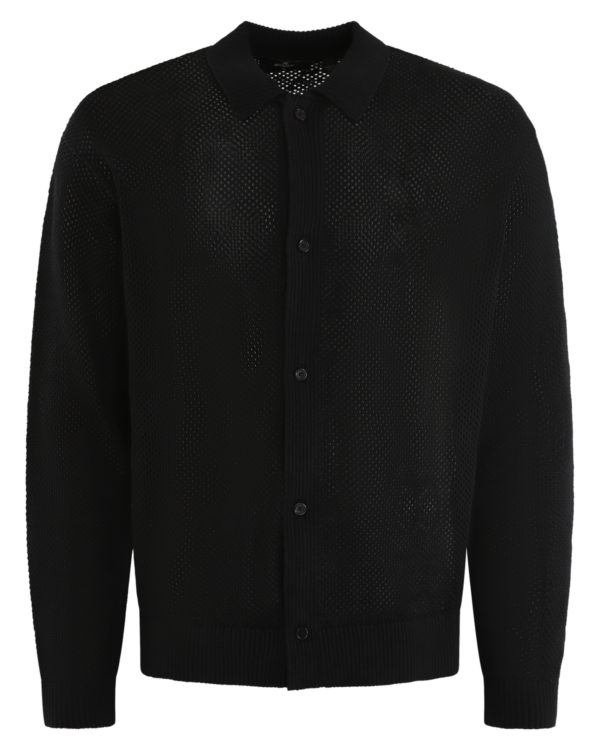 Heren Mesh Knit Shirt Black