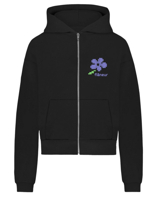 Heren Pixel Flower Zip-Up Black