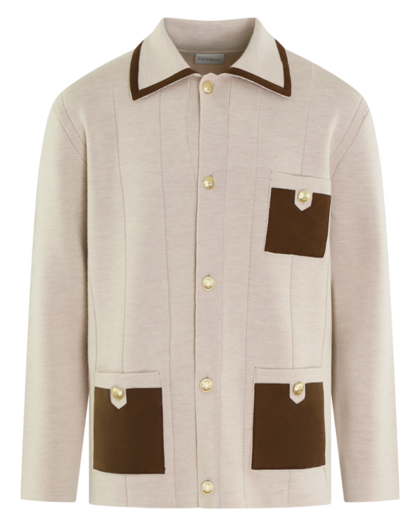 Heren Pocket Cardigan Beige