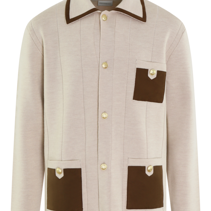 Heren Pocket Cardigan Beige