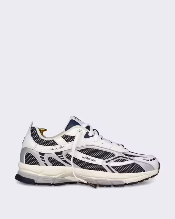 Witte sneaker met zilveren en blauwe details Wit