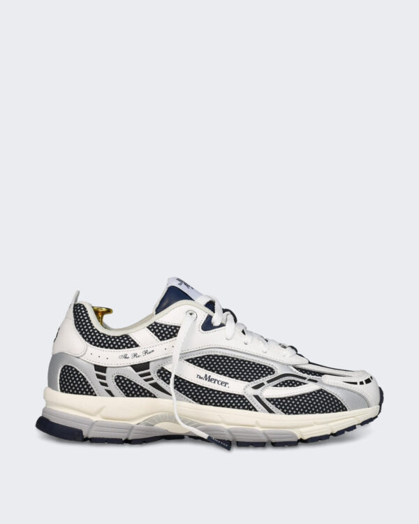 Witte sneaker met zilveren en blauwe details Wit