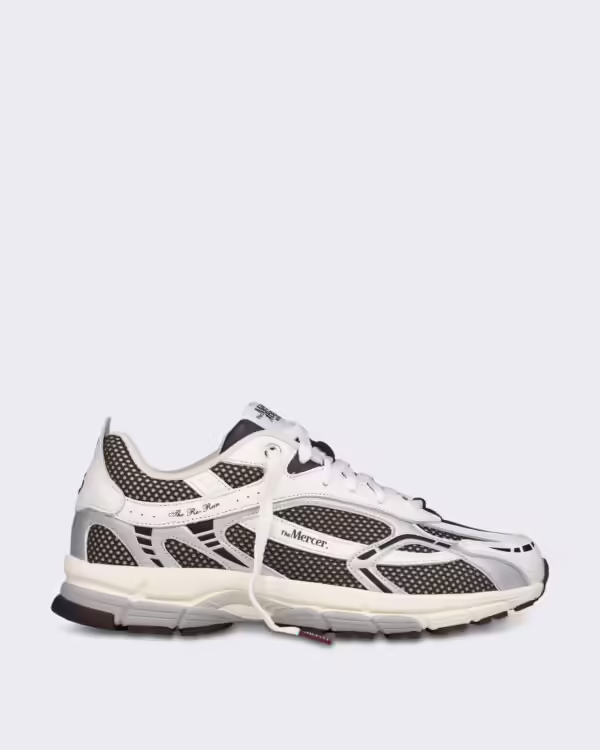 Witte sneaker met zilveren en bruine details Wit