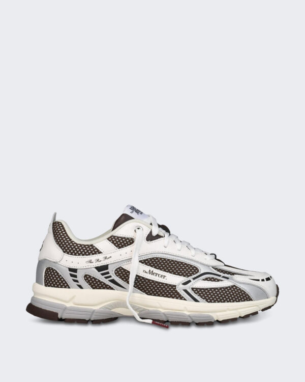 Witte sneaker met zilveren en bruine details Wit