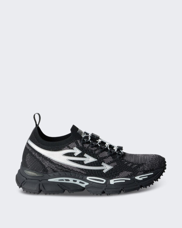 Heren Gebreide sneaker in zwart en zilver