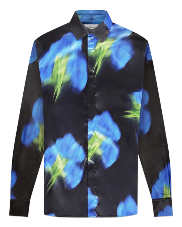 Heren Blurred Flower Shirt Black