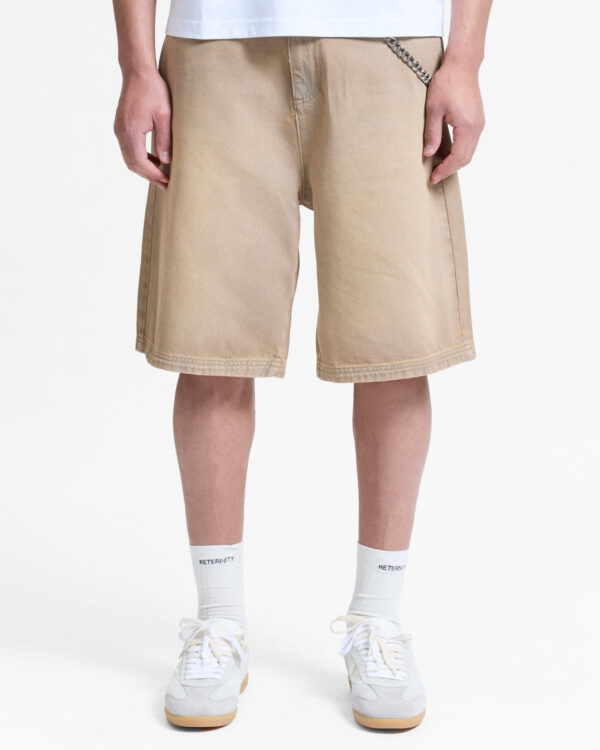 Heren Essential jeansshort Beige