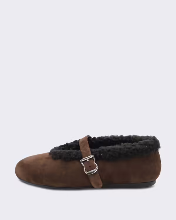 Dames Ballerina's met gespdetail Bruin