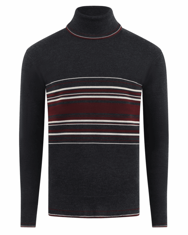 Heren Wool Turtle Neck Black/Red