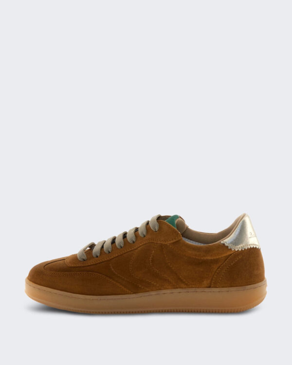 Dames Leren sneaker met plateauzool Bruin