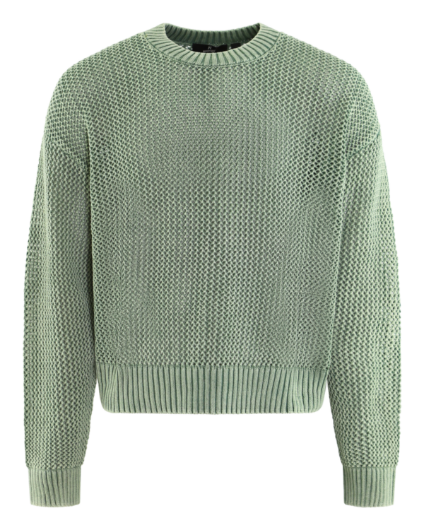 Heren Open Gauge Knit Sweater Green