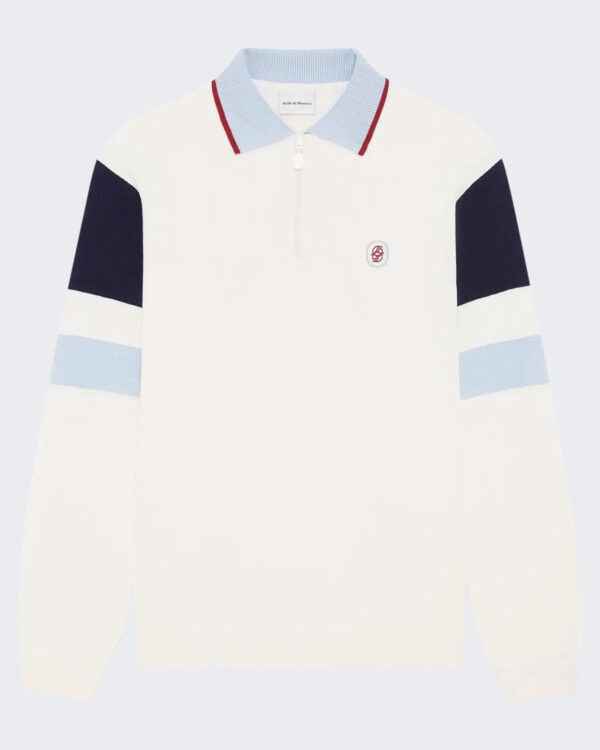 Drole De Monsieur Heren Miroir Color Block Polo Wit
