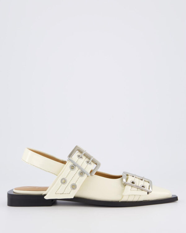 Dames Chunky Buckle Ballerina White