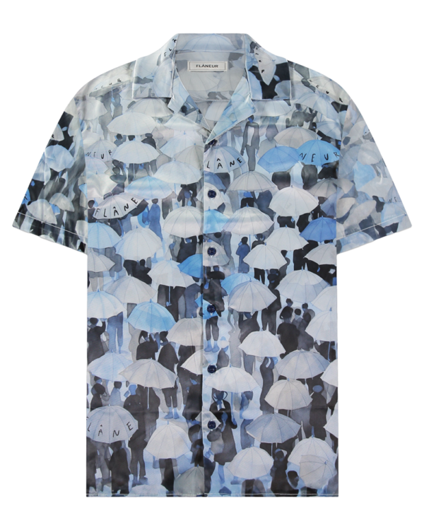 Heren Umbrella Viscose Shirt Blue