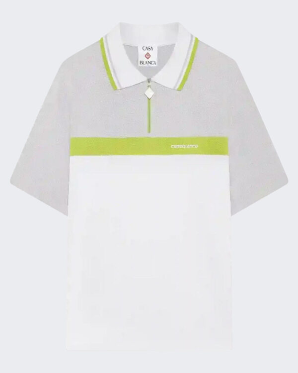 Casablanca Heren Quarter Zip Polo Wit/Grijs