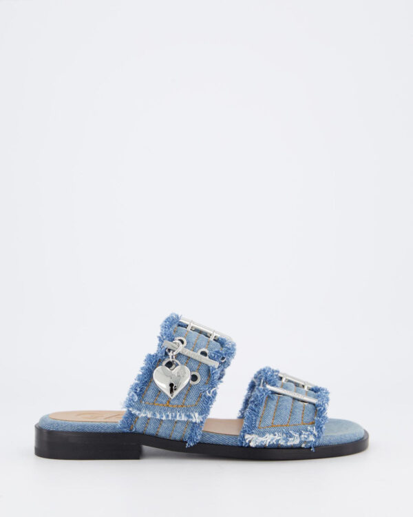 Dames Buckle Two-Strap Slipper Blue